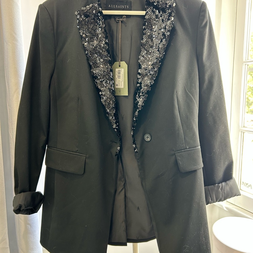 All Saints NEW WITH TAGS Black Sequin Blazer - Picture 3 of 9